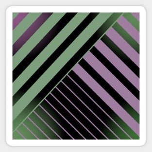 Green and Pink Stripes on Black Sticker